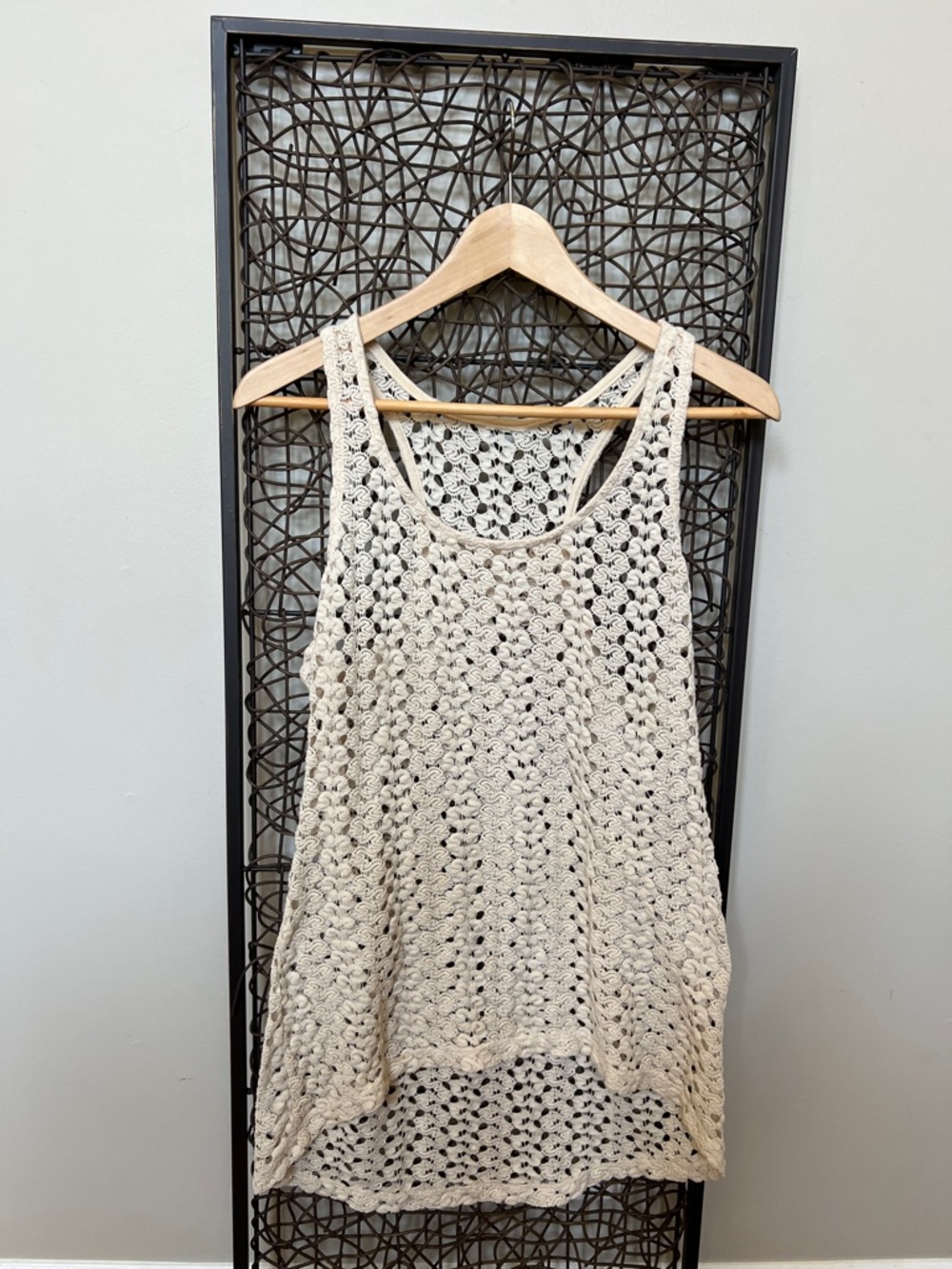 Pretty Rebellious Crochet Tank Top Racer Back - Missing Tag Cream Ivory Hi low M
